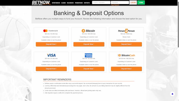 BetNow Deposits