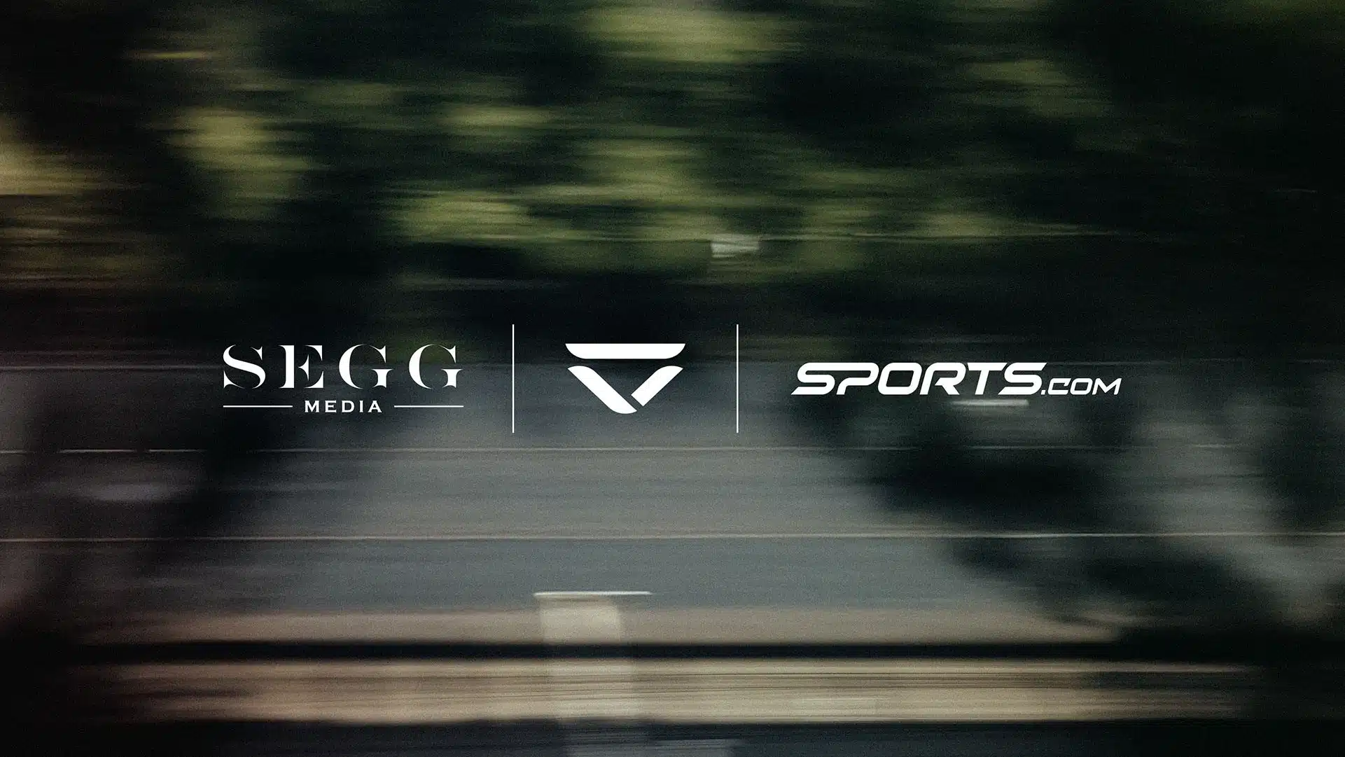 Image of Veloce, SEGG Media, and Sports.com logos on a blurred background