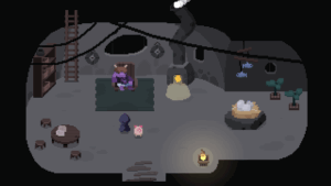 Take on the role of Death and his piggy friend in Spindle