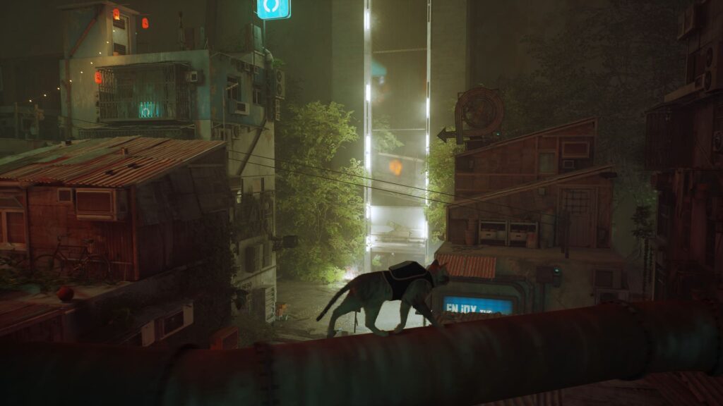 Cat exploring rooftops in Stray