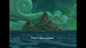Caribbean island intro scene in The Curse of Monkey Island