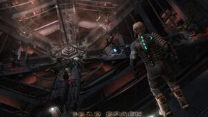 Engineer exploring a massive sci-fi structure in Dead Space