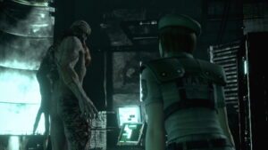 Jill Valentine faces the monstrous Tyrant in Resident Evil