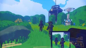 Content Warning characters walking through grassy area