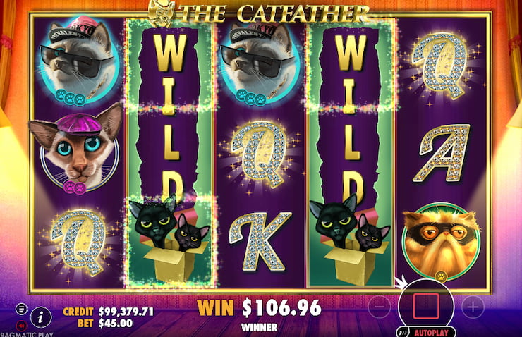$106 win in The Catfather demo slot with expanding wilds