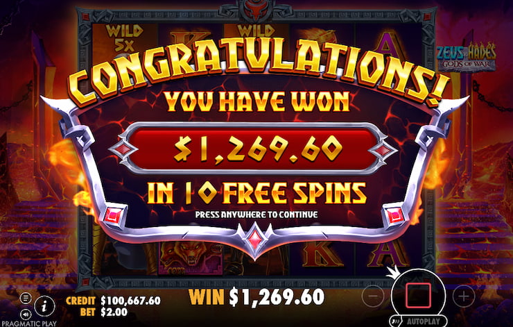 $1,269 win in Zeus vs Hades Gods of War demo