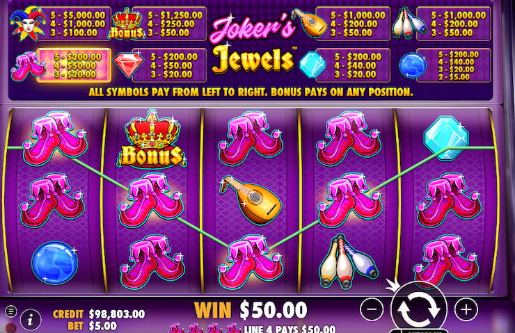 Joker Jewels slot demo win worth $50.00 with joker boots