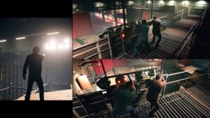 Leo and Vincent coordinate during a tense theater sequence in A Way Out