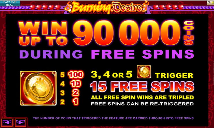 Burning Desire slot with up to 90,000 coin wins during free spins