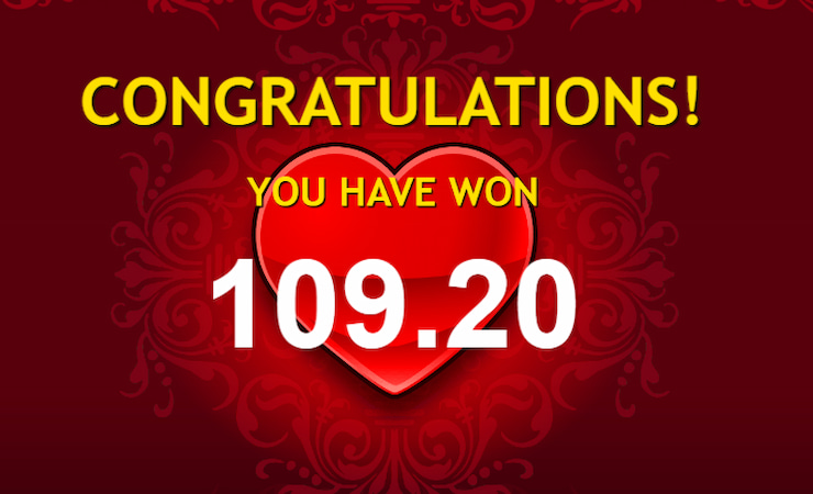 A win worth $109.20 in the Burning Desire online slot