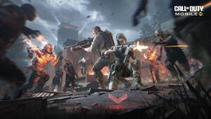 Soldiers battle waves of flaming zombies in Call of Duty Mobile’s dark and chaotic survival mode