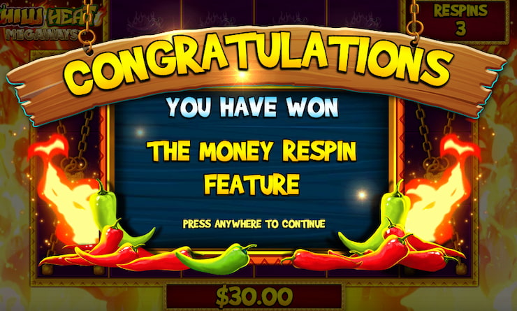 Chilli Heat Megaways Money Respins feature activated