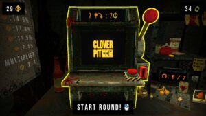The main slot machine interface in CloverPit where players start each round to gamble for survival