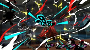 Battle explosion effect during a fight in Persona 5’s Niijima’s Casino Palace