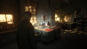 James explores a decaying room lit by sunset in Bloober Team’s Silent Hill 2 remake