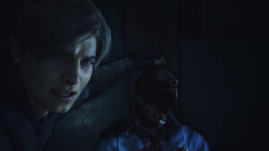 Leon Kennedy discovers a gruesome victim of the outbreak in Resident Evil 2 Remake