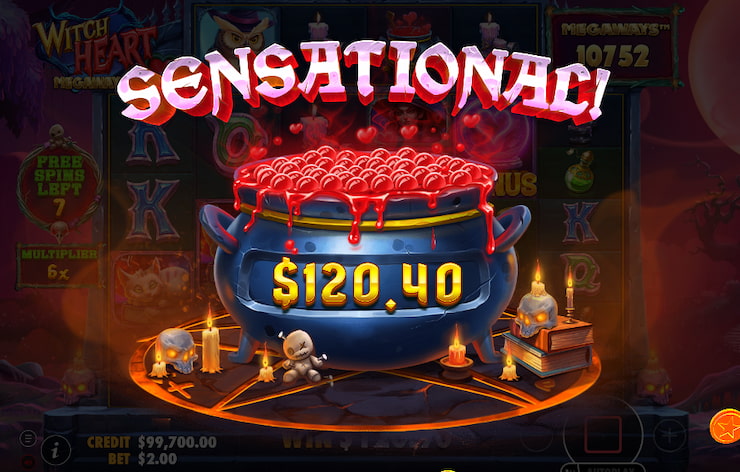 Sensational Witch Heart Megaways win $120