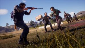 Survivors engage approaching zombies under bright daylight in State of Decay 2