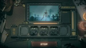 Slots & Daggers interface shows a skeletal figure in a graveyard