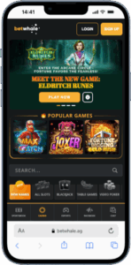 BetWhale Mississippi Online Casino Game page on BetWhale Casino featuring a range of popular games - one of the best Mississippi online casinos