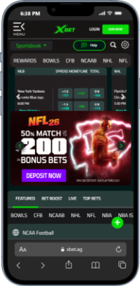 Mobile screenshot the homepage of Xbet, the fastest paying sportsbooks for crypto users.