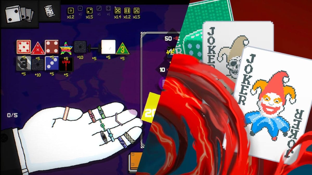 Balatro and Dice A Million side-by-side showing cards and dice gameplay