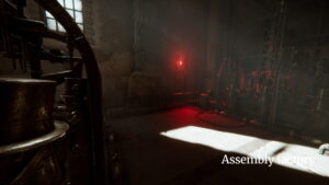 Dimly lit factory interior with mechanical automaton machines from Syberia - Remastered