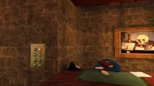 Sleeping woman at a desk in Gabriel Knight: Blood of the Sacred, Blood of the Damned