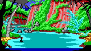 Jungle waterfall scene in Gold Rush!