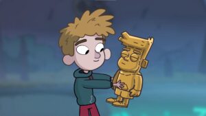 Toto holding a golden statue in Lost in Play