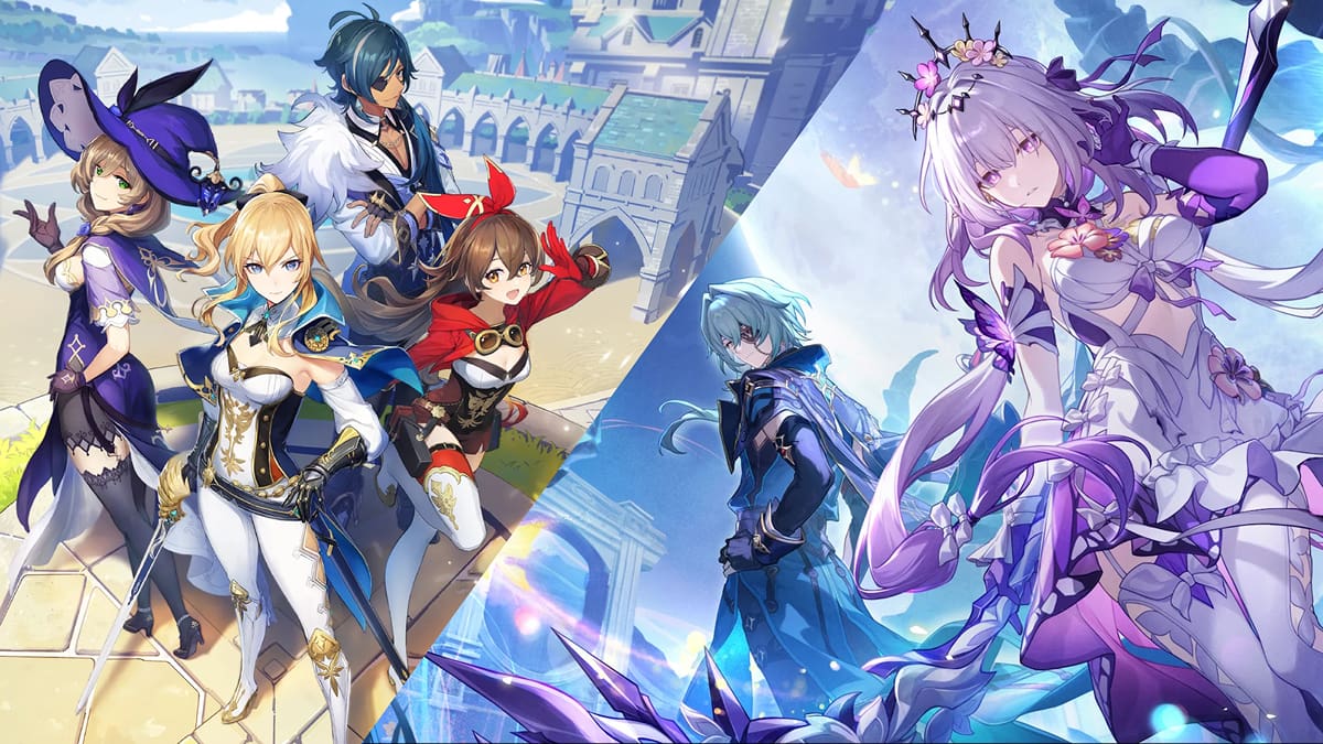 Characters from Genshin Impact and Honkai Star Rail shown side-by-side for visual comparison