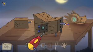 Assembling a wooden dragon mechanism in Lost in Play