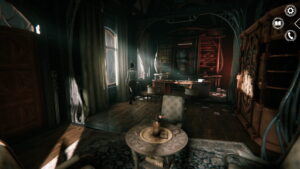 Kate Walker exploring a dusty office filled with papers and gears in Syberia - Remastered