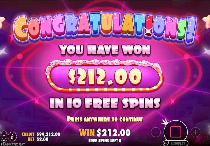 Sugar Rush Slot Game Interface