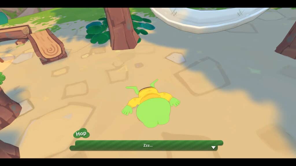 Hop lies asleep at the start of Little Forest in Big Hops