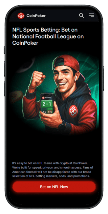 Mobile screenshot of CoinPoker NFL betting.
