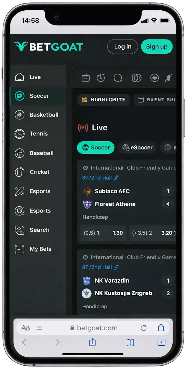 BetGoat app screenshot.