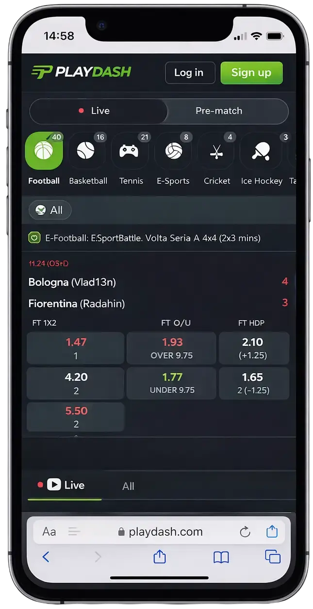 PlayDash app screenshot.