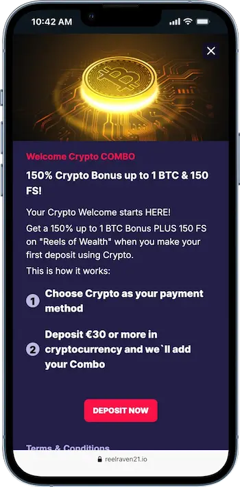 reelraven crypto welcome bonus