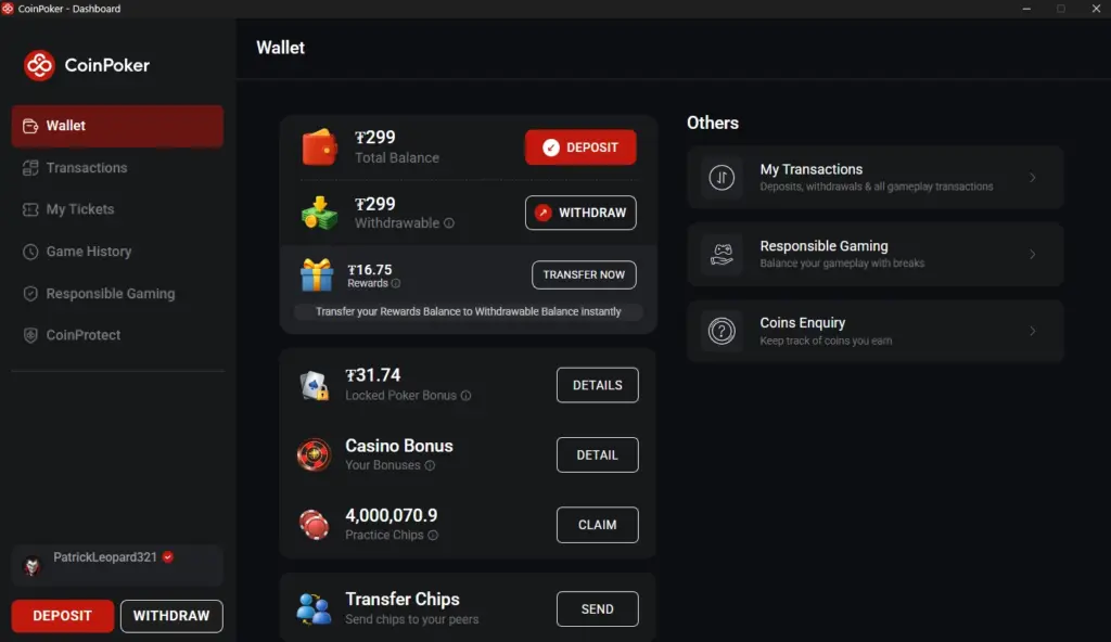 การฝากเงิน Coinpoker