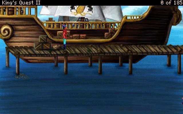 KQ2: Romancing the Stones – pier / ship scene